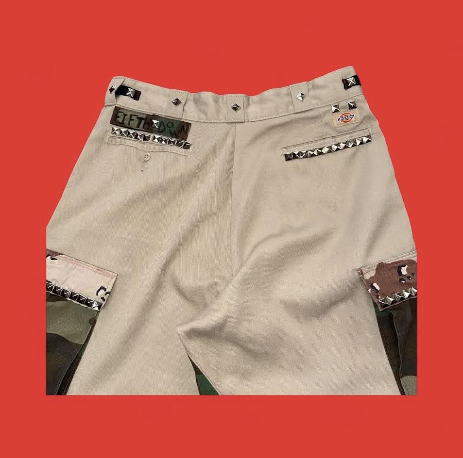 'Toy Soldier' Studded Camo Cargo Shorts