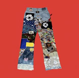 'Nostalgic Tears' Scrapwork Jeans