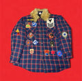 'Furry Soldier' Patchwork Lined Button Up Flannel