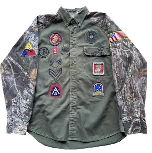 'Toy Soldier' Patchwork Camo Button Up Shirt