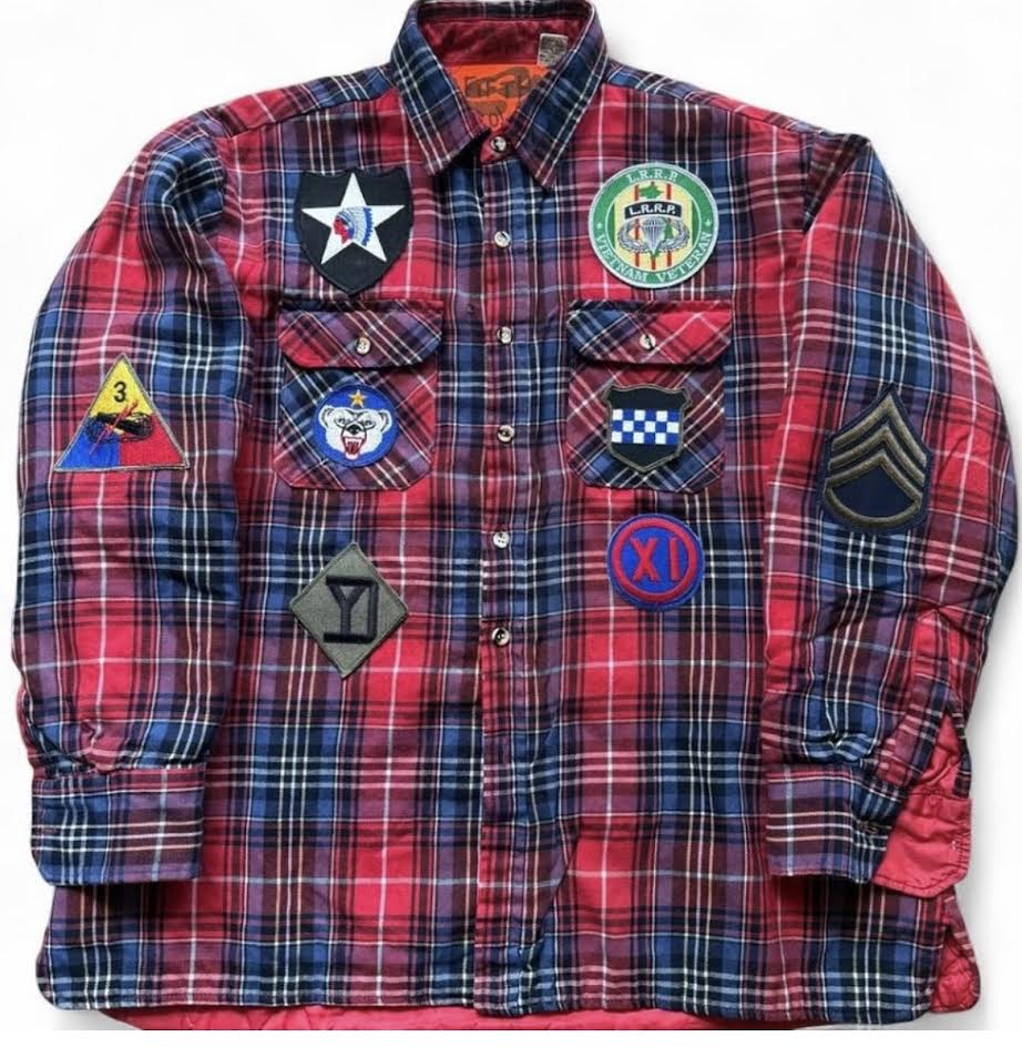 'Toy Soldier' Patchwork Lined Button Up Flannel