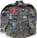'Toy Soldier' Patchwork Tree Bark Camo Button Up