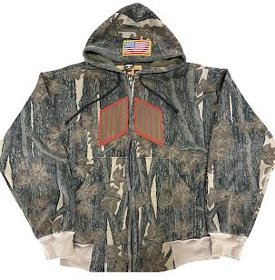 'Toy Soldier' Patchwork Tree Bark Camo Zip Up Hoodie