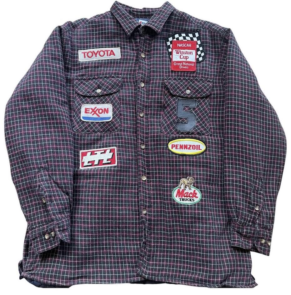 'Pit Stop Member' Patchwork Lined Button Up Flannel