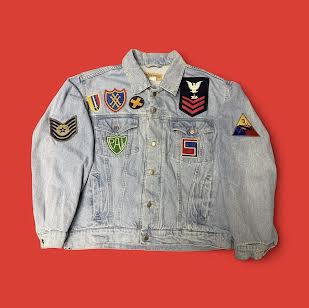 'Toy Soldier' Utility Cargo Patchwork Denim Jacket