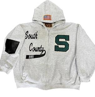 'South County' Varsity Letterman Zip Up Hoodie
