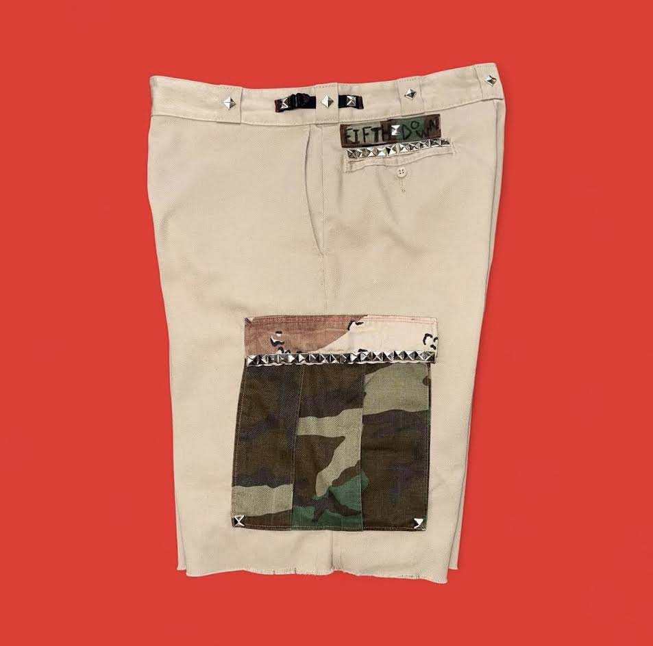'Toy Soldier' Studded Camo Cargo Shorts