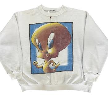 'Tweety Bird' Thrashed Patchwork Crewneck
