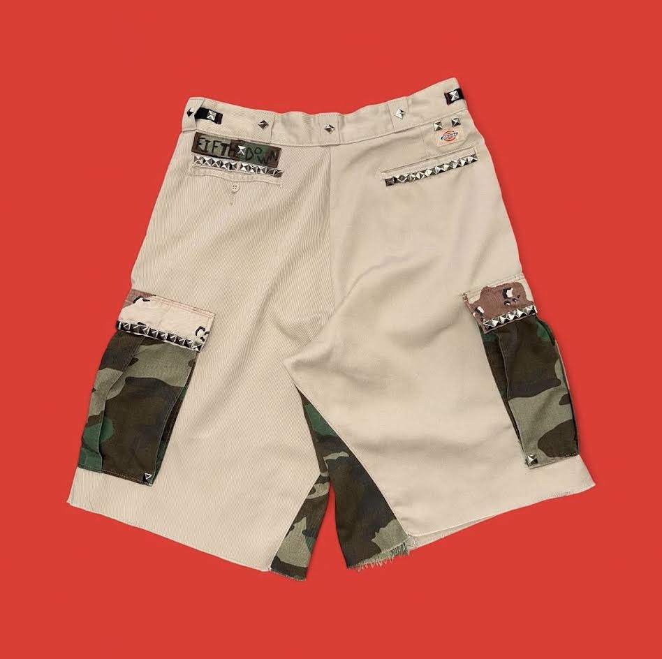 'Toy Soldier' Studded Camo Cargo Shorts