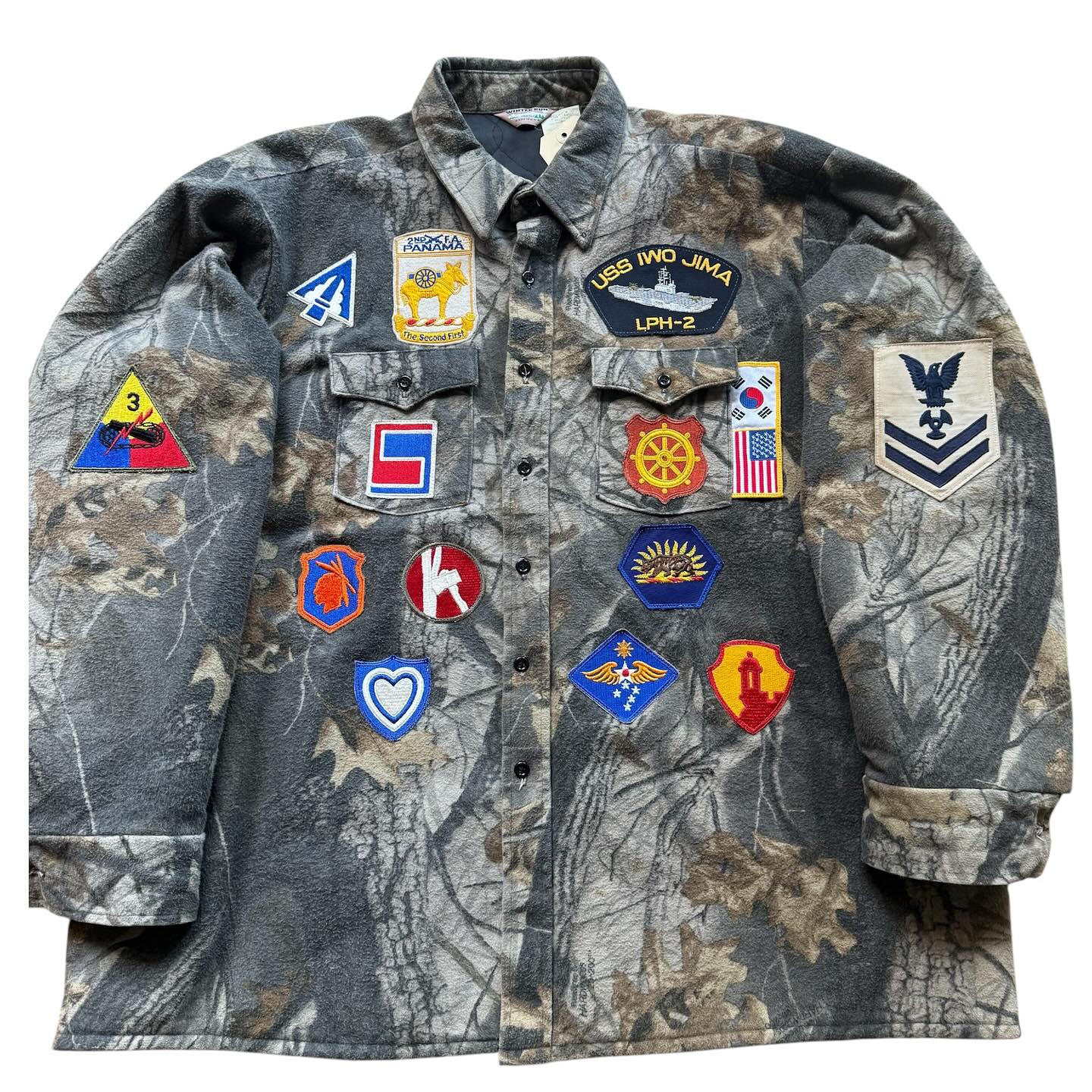 'Toy Soldier' Patchwork Tree Camo Lined Button Up