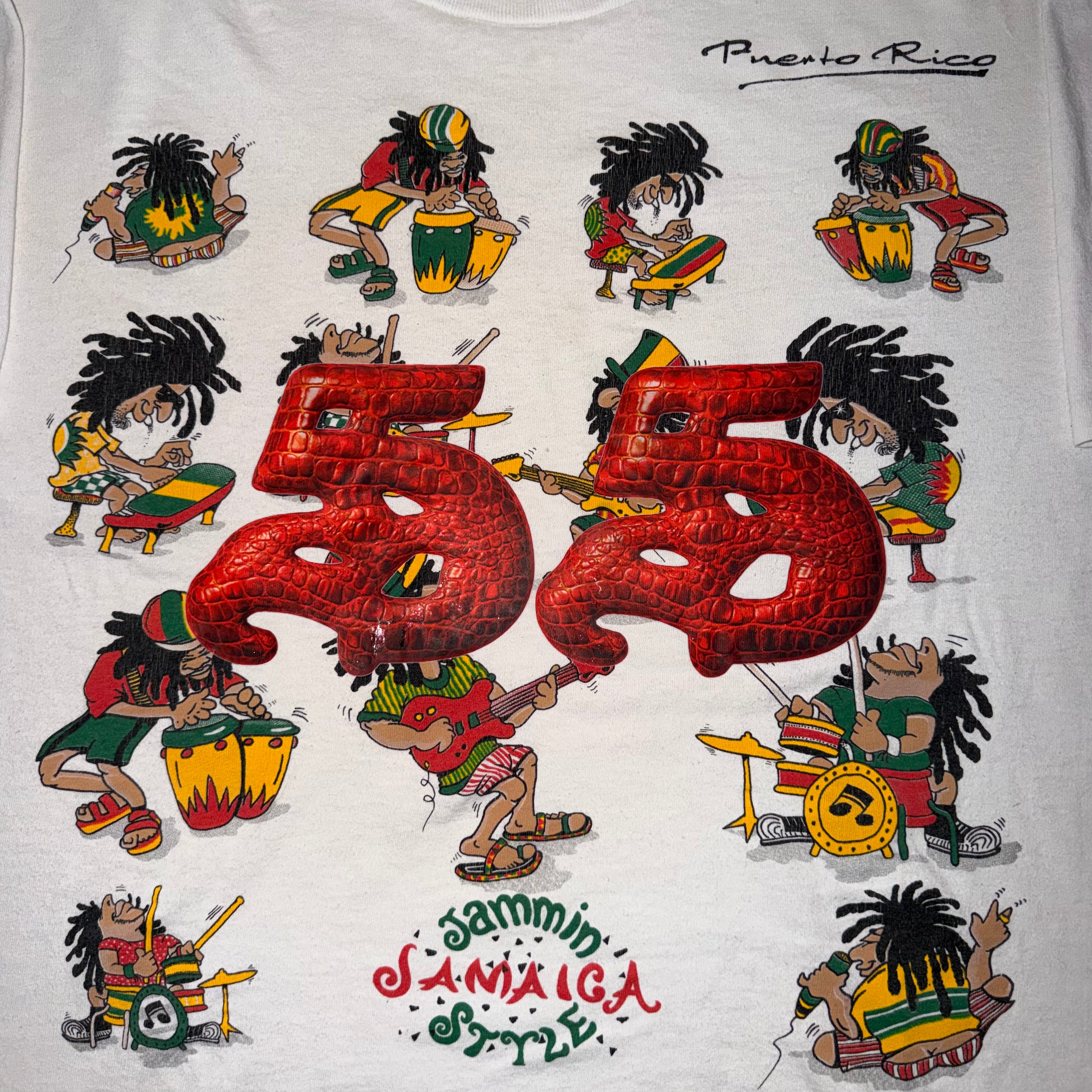 5 Logo Vintage Puerto Rico Jammin Jamaica Style Tee