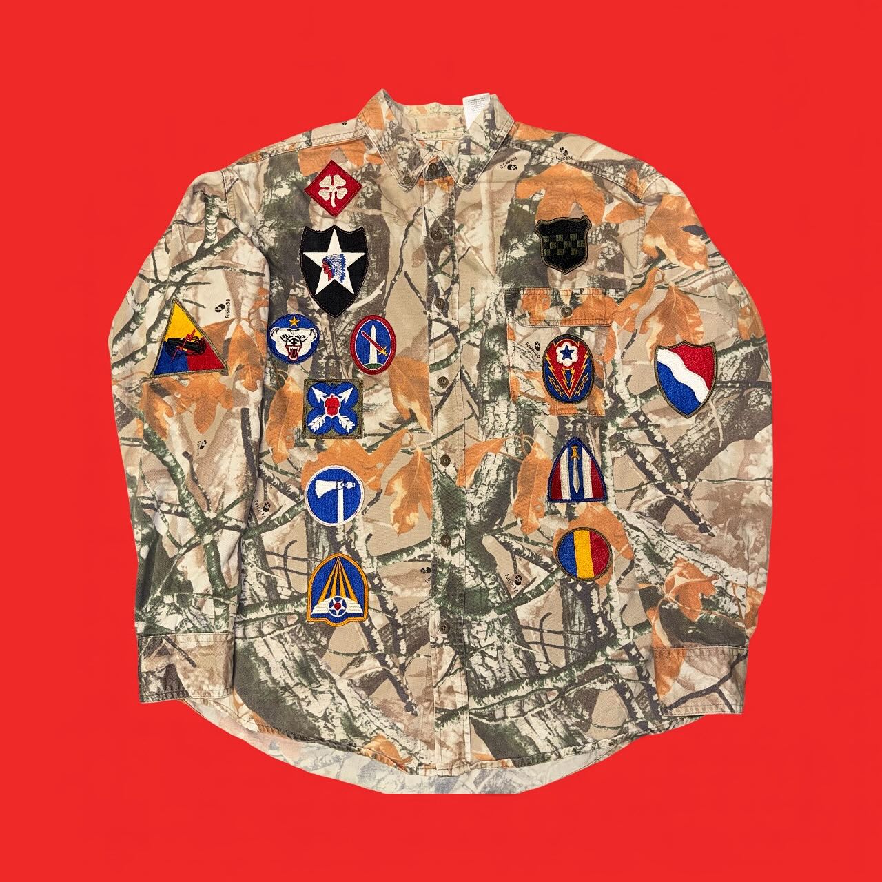 Orange Tree Camo Patchwork L/S Button Up